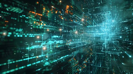 Obraz premium Fractal Energy Abstraction in Digital Space