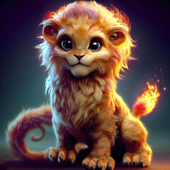Fototapeta premium 3D furry forest animal with beautiful colors and white background. with Generative AI technology 