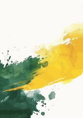 a yellow and green painting on a white background