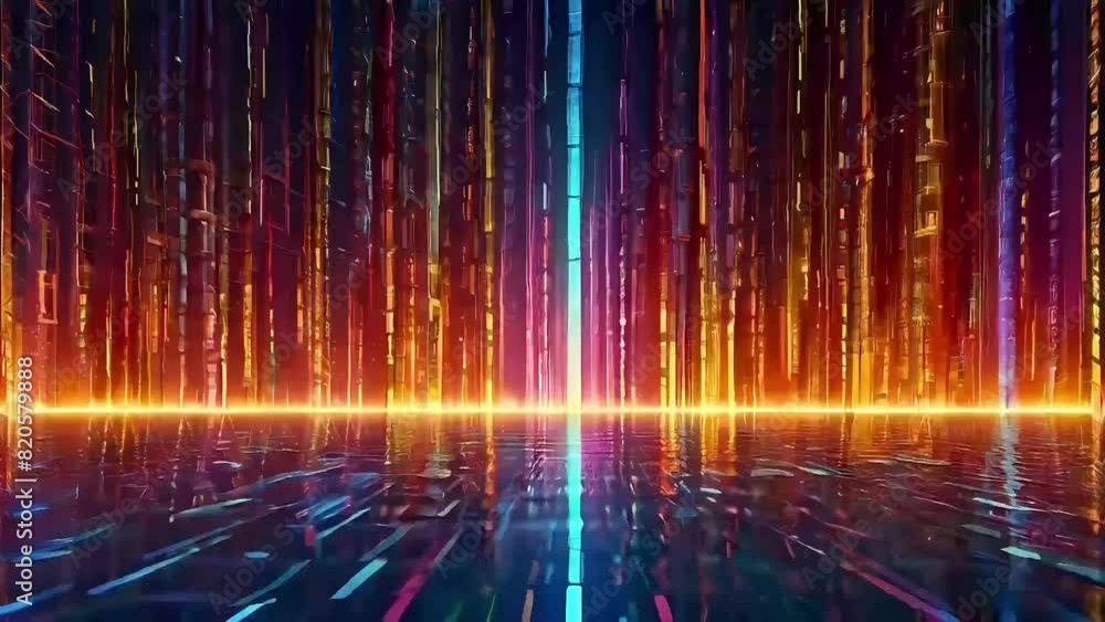Poster a vibrant neon glow of spectrum dynamic dimension background with slow motion up.