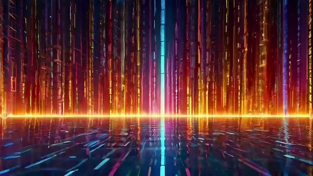 A vibrant neon glow of spectrum dynamic dimension background with slow motion up.