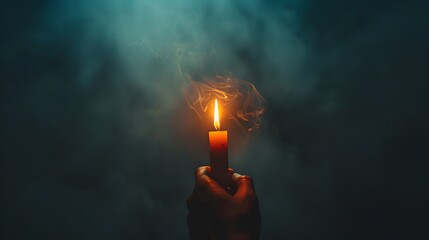 hand holding a burning candle