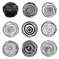 a set of six black and white circles