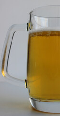 Side Of Traditional Beer Mug With Pale Ale With And Bubbles Vertical Stock Photo For Beer...