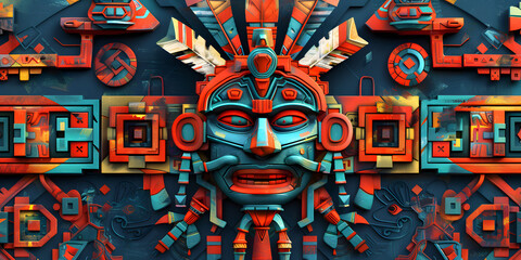 Intricate Aztec design enhances the space.