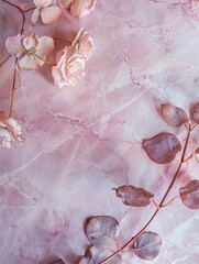 Roses and grasses on luxurious marble. Generative AI
