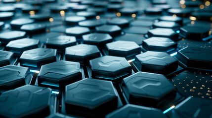 Obraz premium Futuristic Hexagonal Blue Pattern Design