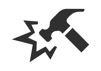 Hammer force black icon vector illustration