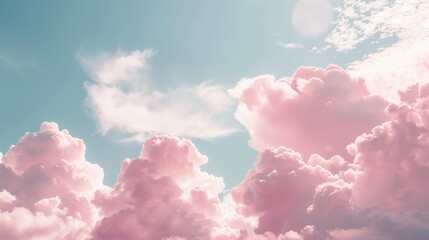 Pink clouds and a beautiful sky. Generative AI