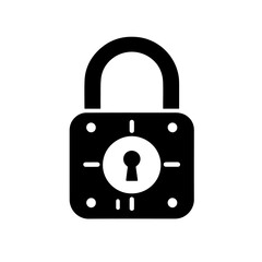 Padlock icon in a simple and minimalist style. black and white color