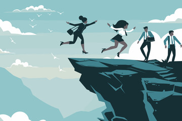 Incompetent Female Boss Orders Employees to Jump Off Cliff Edge