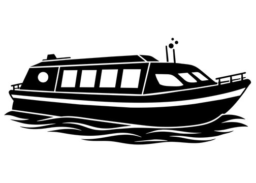 recommend clip art: Vector silhouette of river water taxi illustration 