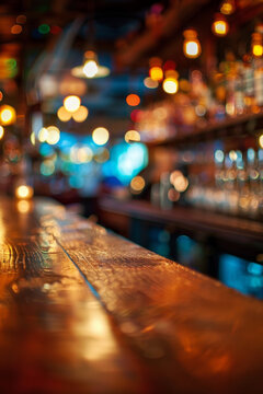 A bar table with blurred background of bar. Good for background