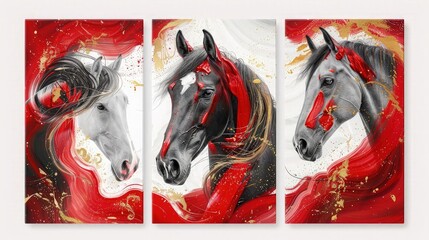 abstract watercolor painting of a horse background isolated on white 