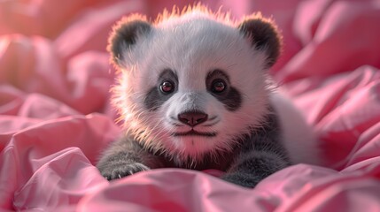 panda with a flower