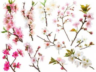 Blossoming Beauties: Spring Flowers of Fruit Trees in Stunning Isolation