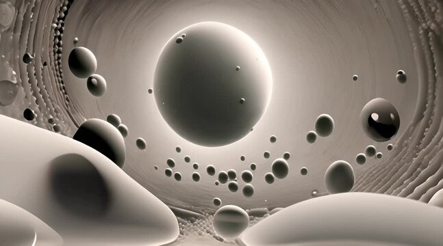 Monochrome Sphere Pattern: Abstract 3D Render with Metal Buttons and Vector Illust