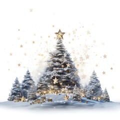 christmas tree and snow, Retrato del &aacute;rbol de Navidad en un fondo de llanura blanca, Beautiful decorated snowed in christmas tree