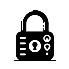 Padlock icon in a simple and minimalist style. black and white color