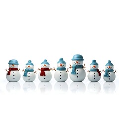snowman with christmas balls, Snowman made of Christmas bauble decoration on pastel blue background Creative winter concept