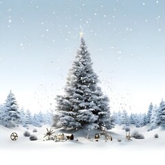 christmas tree with snow, View of beautifully decorated christmas tree, View of beautifully decorated christmas tree