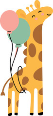 Cute giraffe with balloon illustration vector
