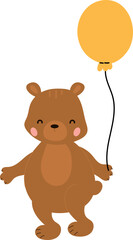 Cute bear with balloon illustration vector