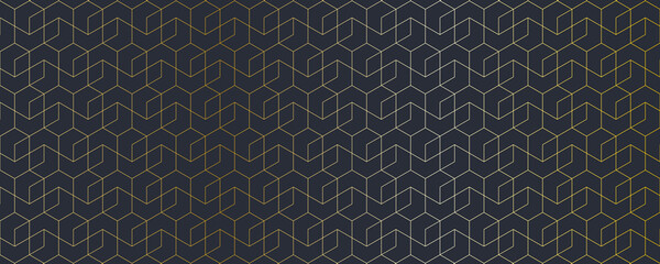 Abstract seamless pattern with a geometric background of polygonal golden lines. Stylish texture