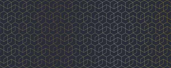 Abstract seamless pattern with a geometric background of polygonal golden lines. Stylish texture