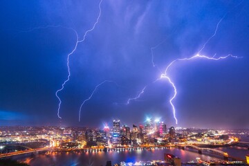 Pittsburgh City Skyline during storm