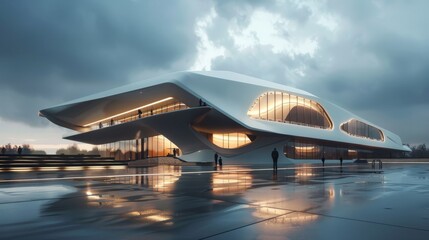 futuristic modern public building concept