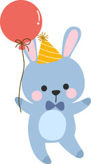 Cute rabbit with balloon illustration vector