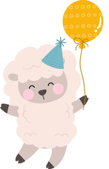 Cute sheep with balloon illustration vector
