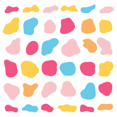 Pastel loose hand drawn blobs circles and ovals material elements set