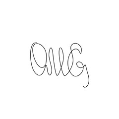 Obraz premium Omg calligraphic inscription hand lettering continuous line drawing, design template. Creative typography for small tattoo, print for clothes greeting card, gift poster, banner 