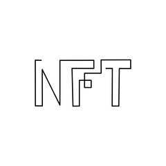 Nft sign calligraphic inscription hand lettering continuous line drawing, design template. Creative typography for small tattoo, print for clothes greeting card, gift poster, banner 