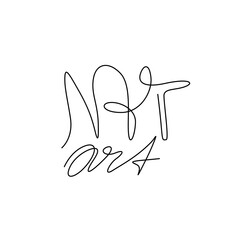 Nft art calligraphic inscription hand lettering continuous line drawing, design template. Creative typography for small tattoo, print for clothes greeting card, gift poster, banner 
