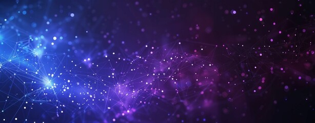 Fototapeta premium Abstract background with blue and purple glowing dots
