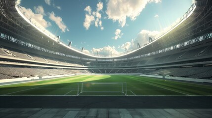 High angle shot of an empty stadium during daytime. Generative Ai - Powered by Adobe