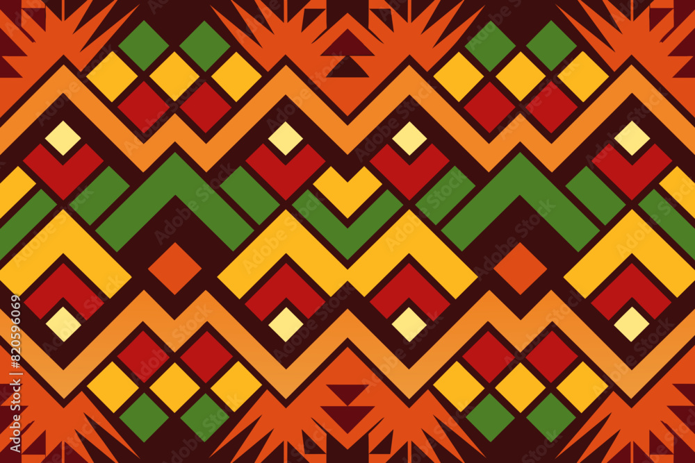 Poster seamless geometric vector pattern with colorful shapes for fabric design