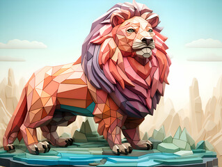 Lion in low poly style.  illustration for your design.