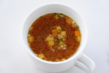 熱々のオニオンコンソメスープ
