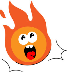 Cute groovy fire character illustration vector