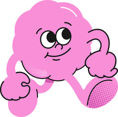 Cute groovy cloud character illustration vector