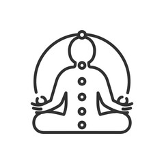 Chakras. Meditation, linear icon. Line with editable stroke