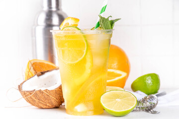 Orange coconut lemonade mojito drink