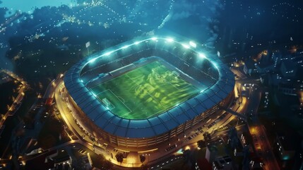 soccer stadium and. football stadium in the night.