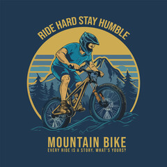 Vector modern Mountain Bike t-shirt design template