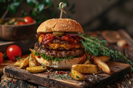 hamburguesa doble con papas