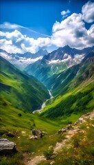 Fototapeta premium Landschaft Alpine Wiesen. Hintergrund für das Design 2.